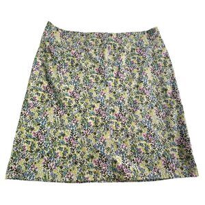 J JILL Women Pencil Skirt Live in Chino Floral Knee Length Sz 8 Multicolor 5-42